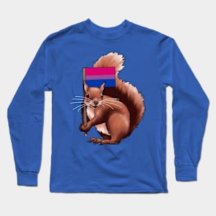 Squirrel with a Bi Flag Long Sleeve T-Shirt